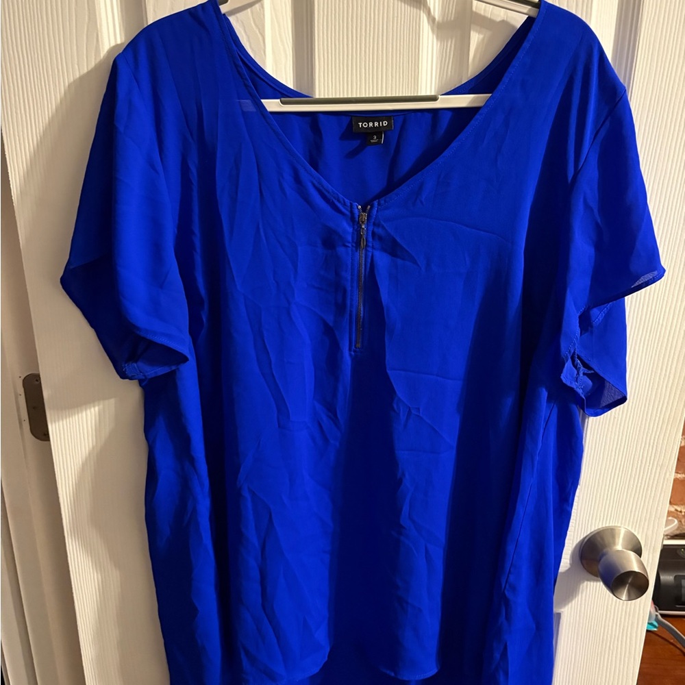 Torrid Royal Blue Blouse with Zipper Detail